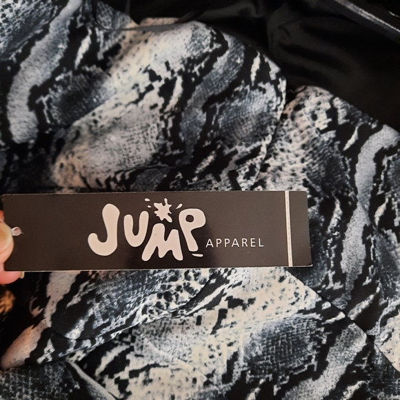 Jump Apparel Women's Large Strapless Bodycon Stretch Mini Dress Gray Print Zip - Picture 10 of 11